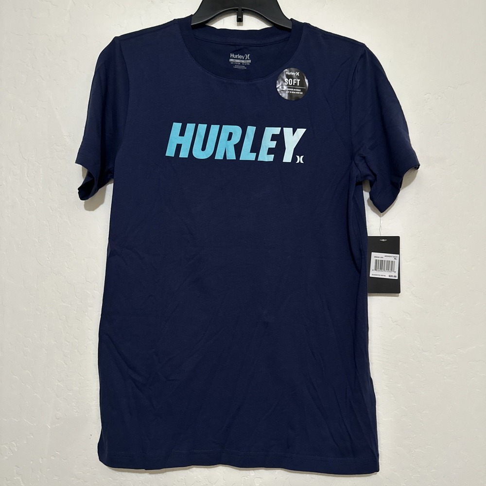 Hurley Boys Spell Out Midnight Navy‎ T-Shirt Size XL NWT
